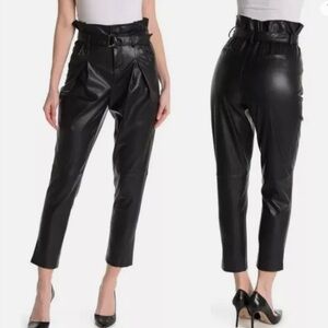 Blank NYC Size 26 Black‎ Paperbag Waist Vegan Leather Pants Minimalist Business